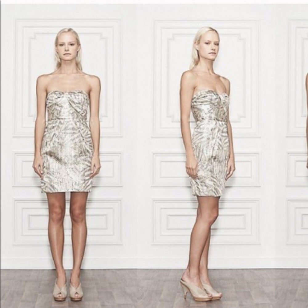 Leifsdottir Anthropologie Metallic Strapless Dress